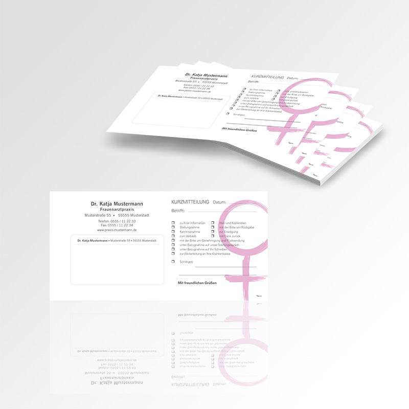 Kurzmitteilungsformulare Motiv Frauenarzt Kurzmitteilung Formular Kurzmitteilungszettel Zettel Frauenarztpraxis Arzt Arztpraxis Kurzmitteilungsblöcke