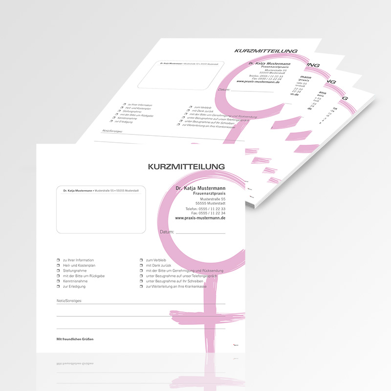 Kurzmitteilungsformulare Motiv Frauenarzt Kurzmitteilung Formular Kurzmitteilungszettel Zettel Frauenarztpraxis Arzt Arztpraxis Kurzmitteilungsblöcke
