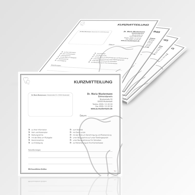 Kurzmitteilungsformulare Motiv Zahnarzt Kurzmitteilung Formular Kurzmitteilungszettel Zettel Zahnarztpraxis Arzt Arztpraxis Kurzmitteilungsblöcke