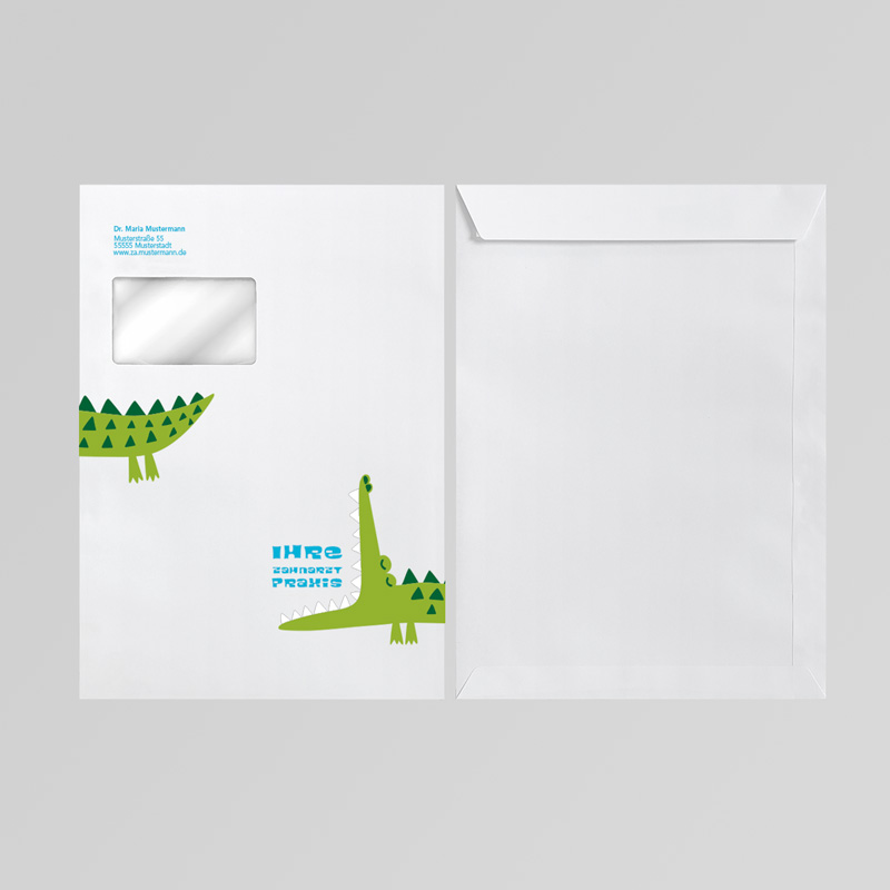 Briefkuverts Motiv Zahnarzt Zahnarztpraxis Arzt Arztpraxis Kuvert Briefumschlag Hülle Briefhülle Umschlag Versandverpackung Versandtasche Tasche DIN Lang C5 C4