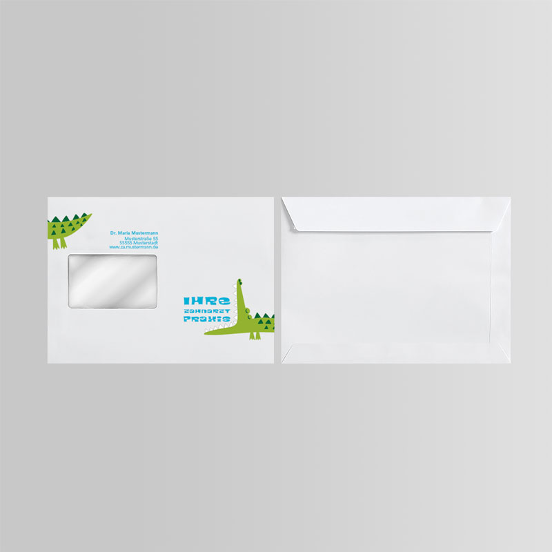 Briefkuverts Motiv Zahnarzt Zahnarztpraxis Arzt Arztpraxis Kuvert Briefumschlag Hülle Briefhülle Umschlag Versandverpackung Versandtasche Tasche DIN Lang C5 C4