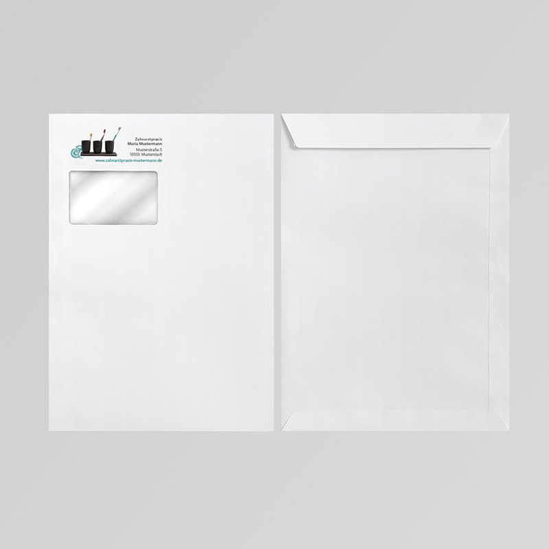Briefkuverts Motiv Zahnarzt Zahnarztpraxis Arzt Arztpraxis Kuvert Briefumschlag Hülle Briefhülle Umschlag Versandverpackung Versandtasche Tasche DIN Lang C5 C4