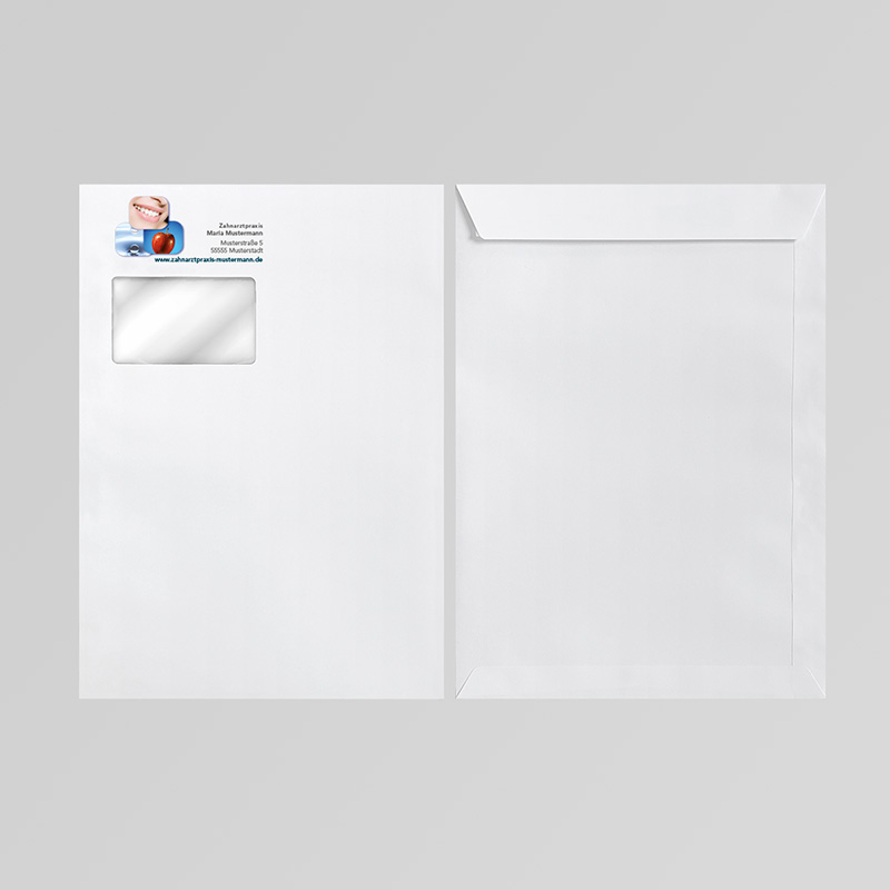 Briefkuverts Motiv Zahnarzt Zahnarztpraxis Arzt Arztpraxis Kuvert Briefumschlag Hülle Briefhülle Umschlag Versandverpackung Versandtasche Tasche DIN Lang C5 C4