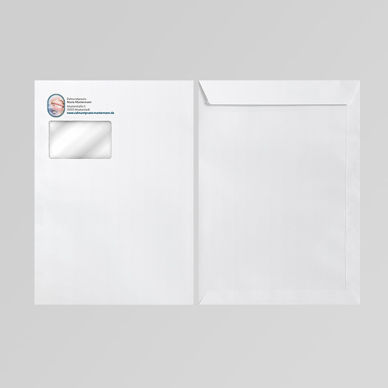 Briefkuverts Motiv Zahnarzt Zahnarztpraxis Arzt Arztpraxis Kuvert Briefumschlag Hülle Briefhülle Umschlag Versandverpackung Versandtasche Tasche DIN Lang C5 C4