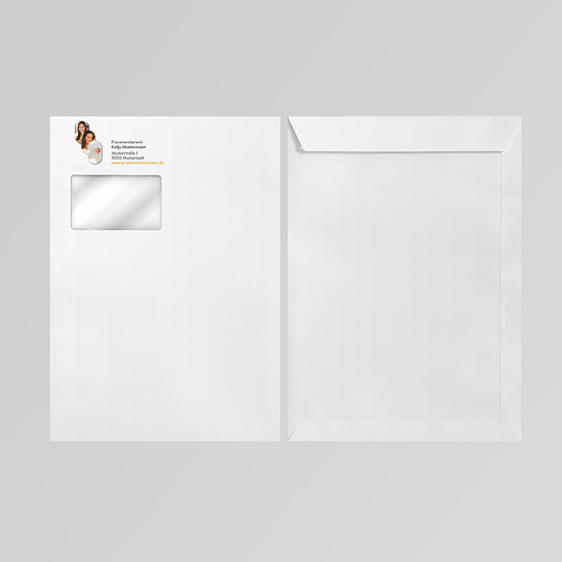 Briefkuverts Motiv Frauenarzt Frauenarztpraxis Arzt Arztpraxis Kuvert Briefumschlag Hülle Briefhülle Umschlag Versandverpackung Versandtasche Tasche DIN Lang C5 C4