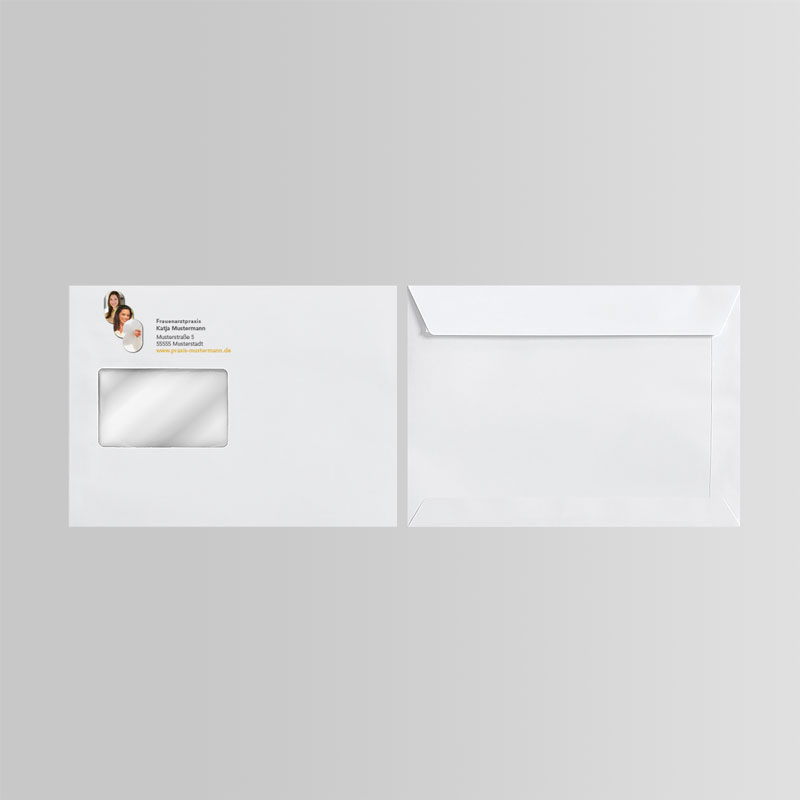Briefkuverts Motiv Frauenarzt Frauenarztpraxis Arzt Arztpraxis Kuvert Briefumschlag Hülle Briefhülle Umschlag Versandverpackung Versandtasche Tasche DIN Lang C5 C4