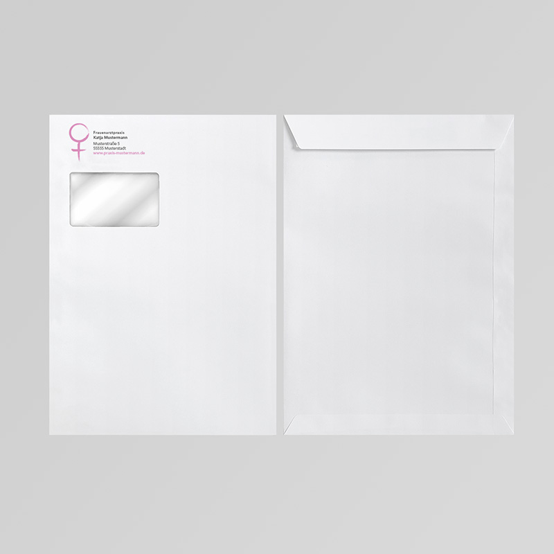 Briefkuverts Motiv Frauenarzt Frauenarztpraxis Arzt Arztpraxis Kuvert Briefumschlag Hülle Briefhülle Umschlag Versandverpackung Versandtasche Tasche DIN Lang C5 C4