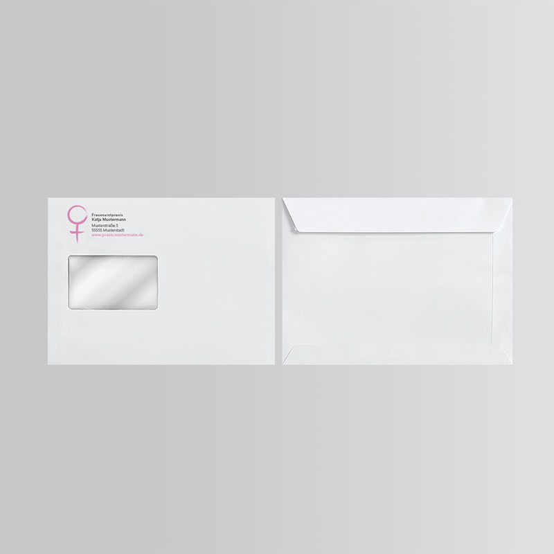 Briefkuverts Motiv Frauenarzt Frauenarztpraxis Arzt Arztpraxis Kuvert Briefumschlag Hülle Briefhülle Umschlag Versandverpackung Versandtasche Tasche DIN Lang C5 C4
