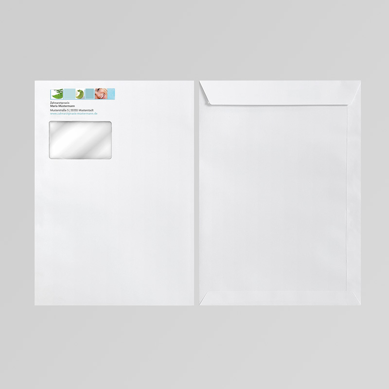 Briefkuverts Motiv Zahnarzt Zahnarztpraxis Arzt Arztpraxis Kuvert Briefumschlag Hülle Briefhülle Umschlag Versandverpackung Versandtasche Tasche DIN Lang C5 C4