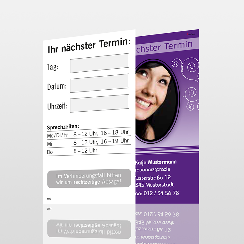 Terminkarten Motiv Karten Frauenarzt Terminzettel Frauenarztpraxis Arzt Arztpraxis Terminkärtchen